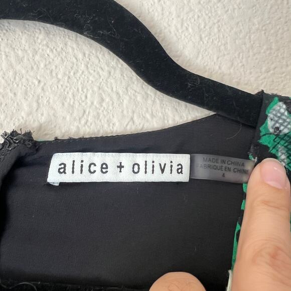 Alice + Olivia Rita Green Black Snakeskin Mini Dress Size 4 - Picture 4 of 6